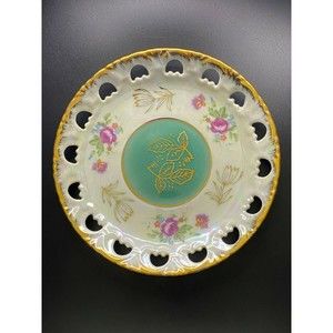 Foreist Fine Porcelain Ware Versailles Style Lusterware Reticulated Saucer #6